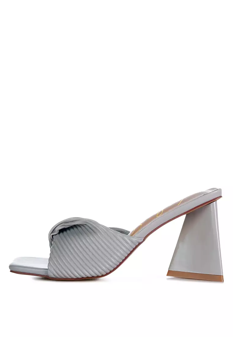 London Rag Grey Twist Strap Block Sandals