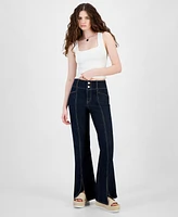 Macy's Tinseltown Juniors' Super-High-Rise Split-Seam Flare-Leg Jeans, Created for Macy's