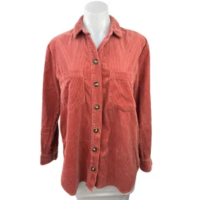 Madewell Red Corduroy Collared Cuffed Long Sleeve Shirt Jacket Shacket Top Sz S