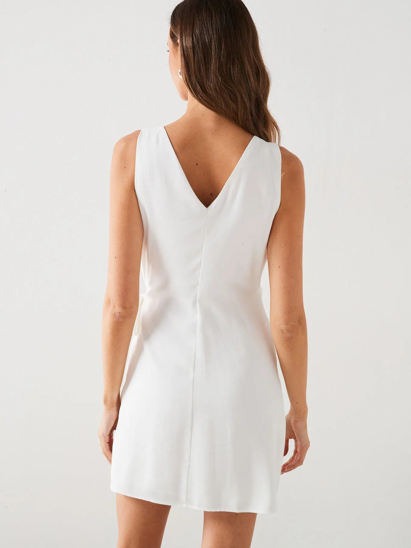 Mango White Sleeveless Wrap Detail Mini Dress