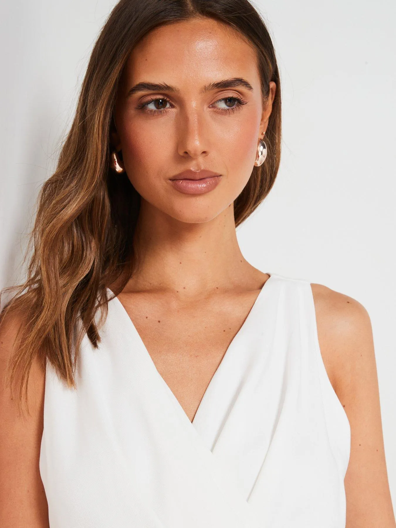 Mango White Sleeveless Wrap Detail Mini Dress