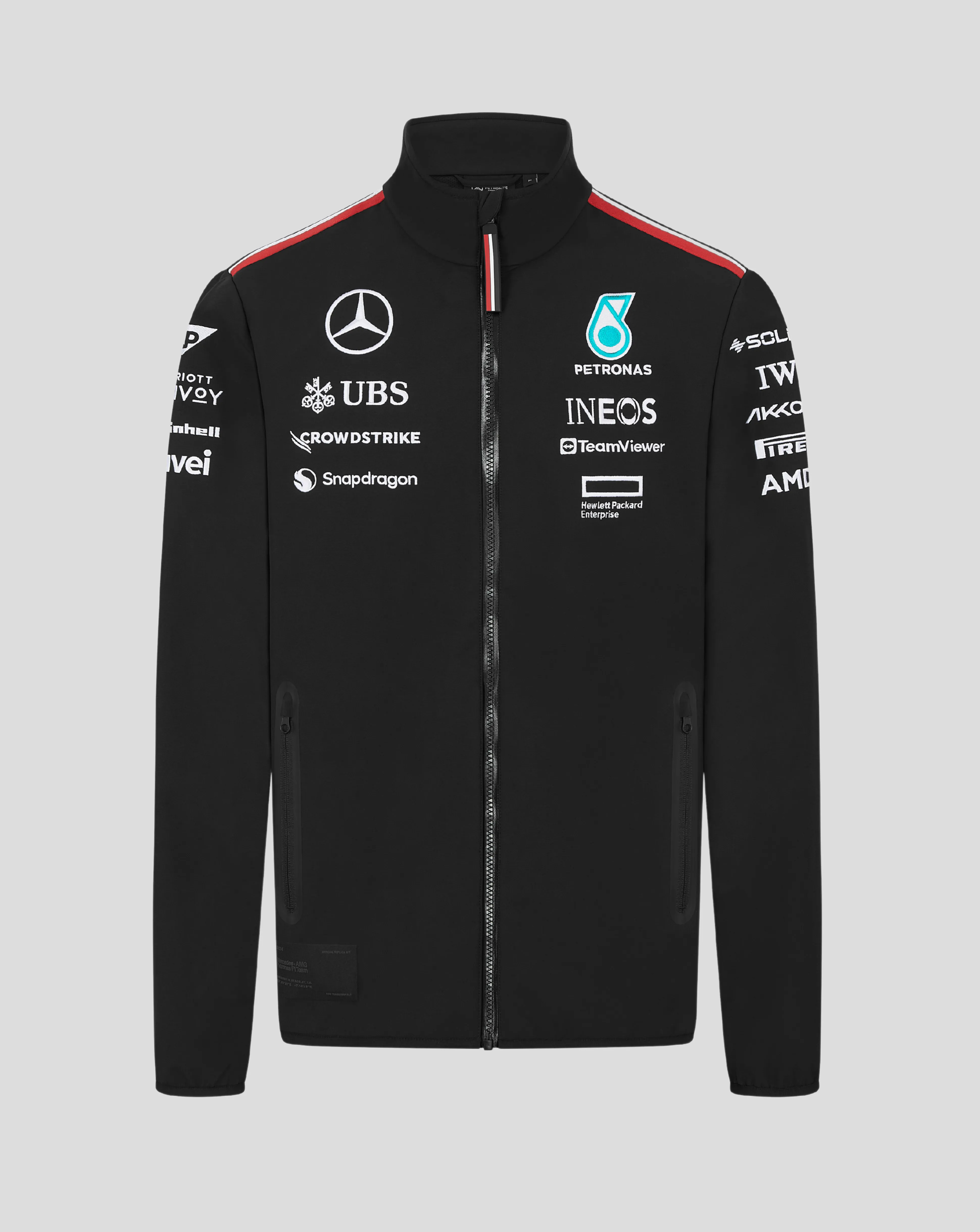 Mens Mercedes-AMG Petronas F1 Official Team Kit Softshell Jacket - Bla