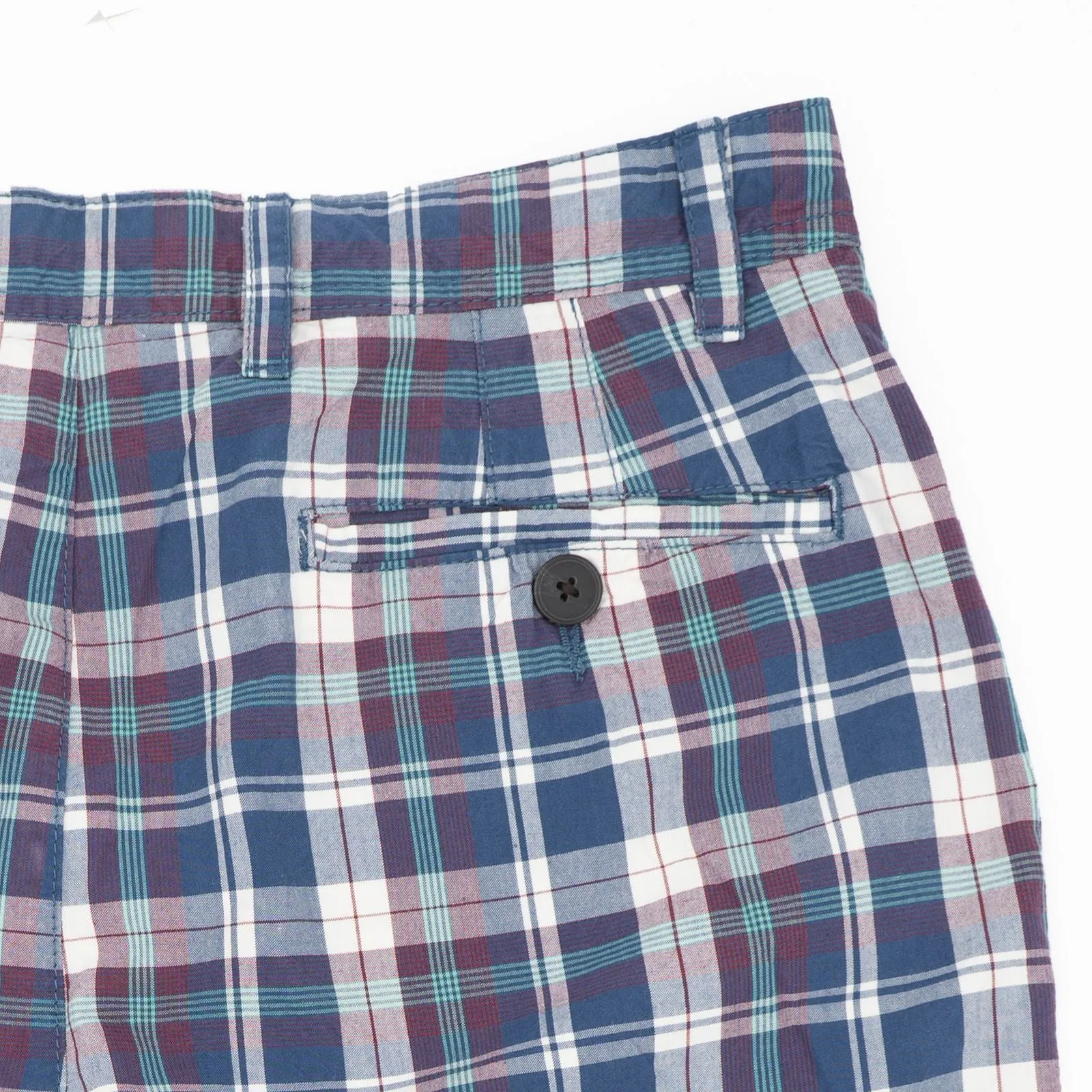 Men's Summer Chino Shorts Blue Tartan Cotton Shorts