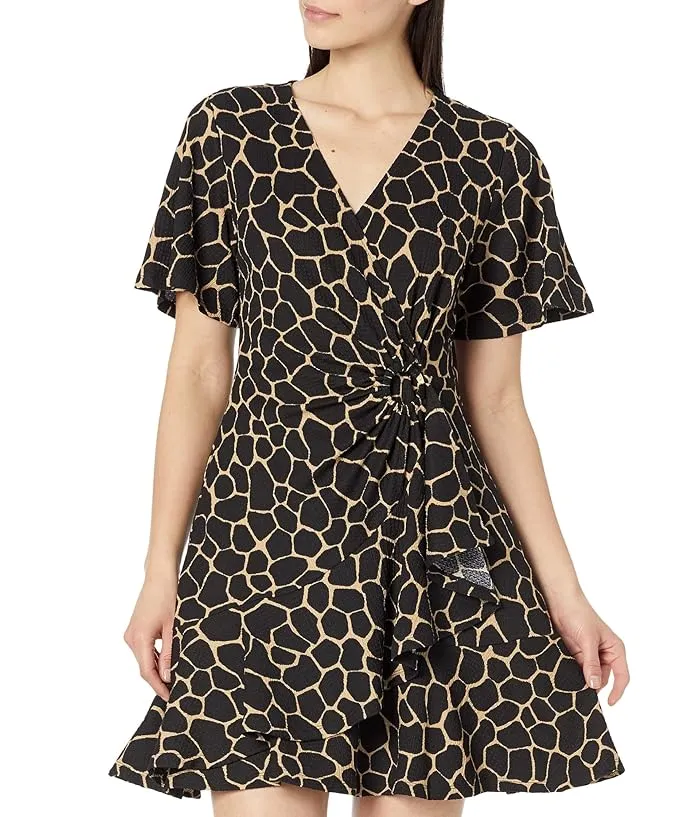 MICHAEL Michael Kors Giraffe Flutter Mini Wrap Dress Women's