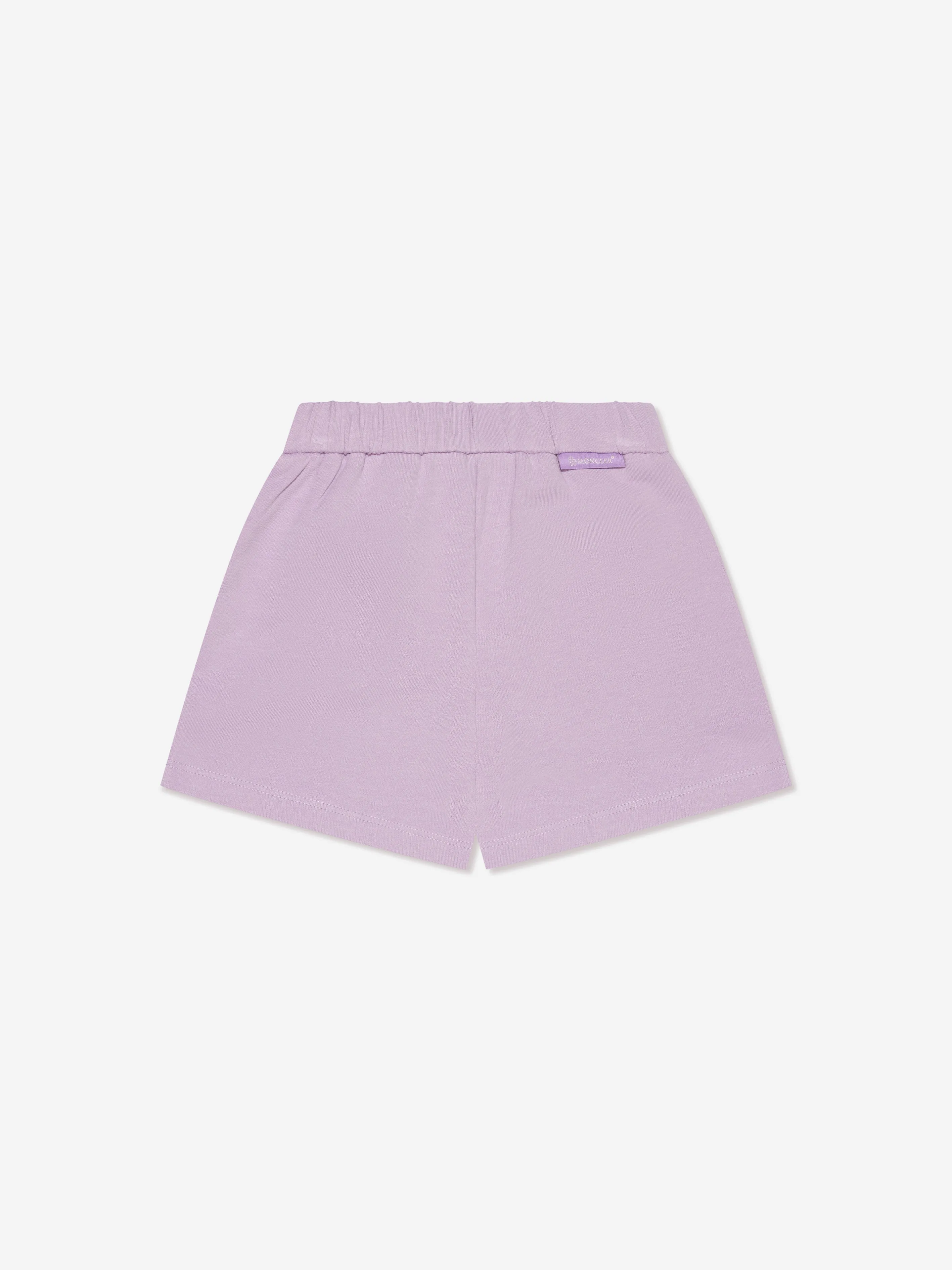 Moncler Enfant Baby Girls Logo Shorts in Lilac