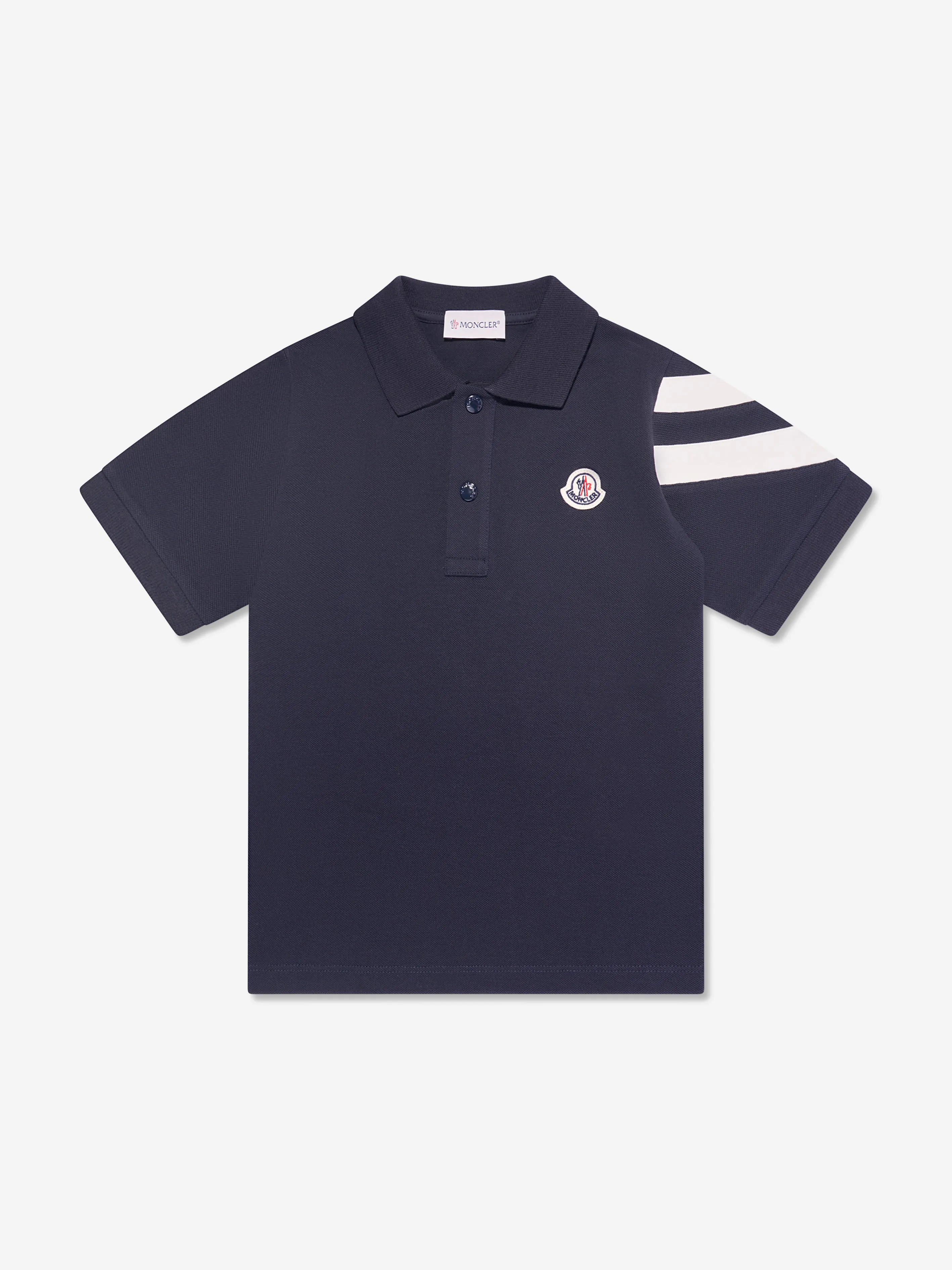 Moncler Enfant Boys Logo Polo Shirt in Navy