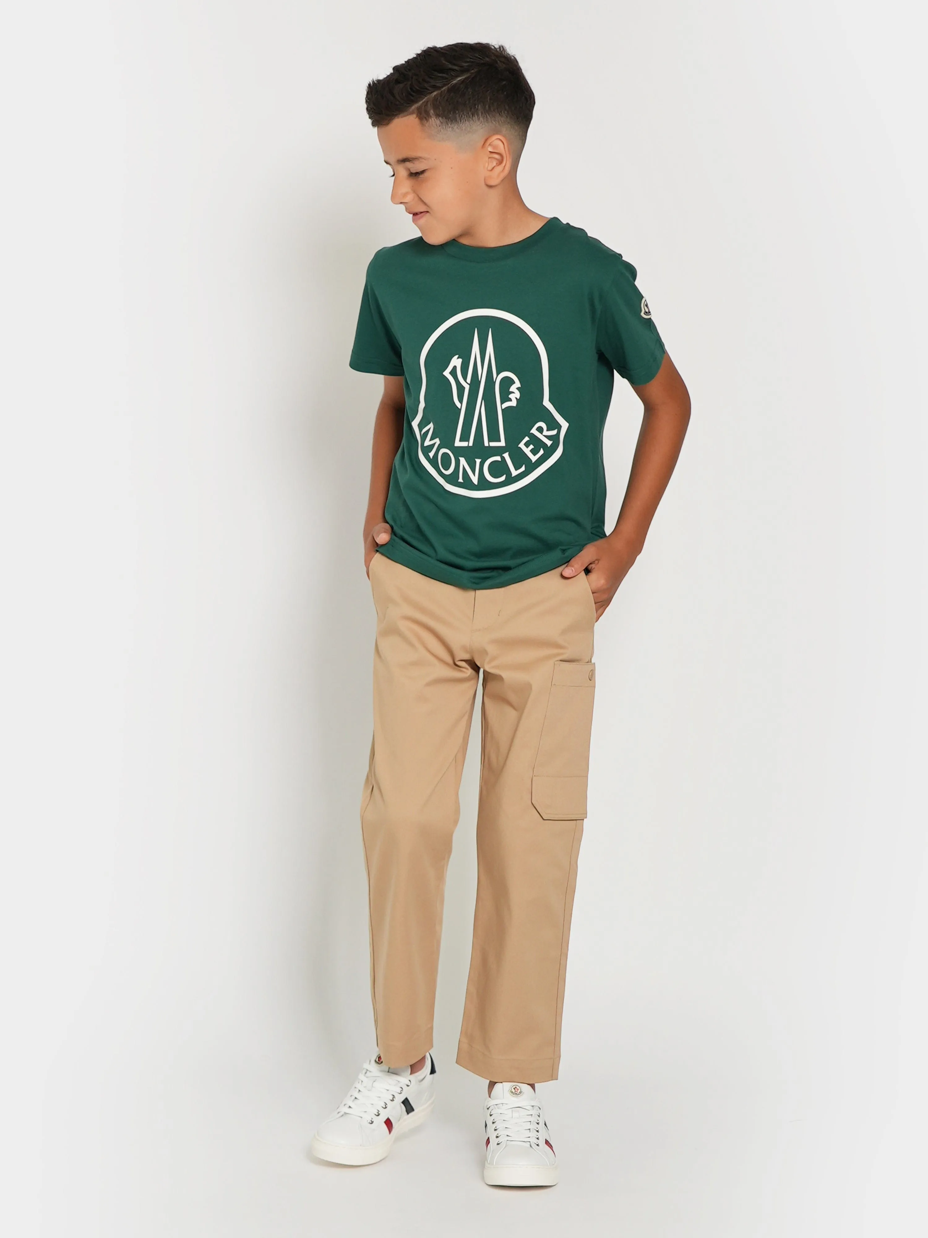 Moncler Enfant Boys Logo T-Shirt in Green