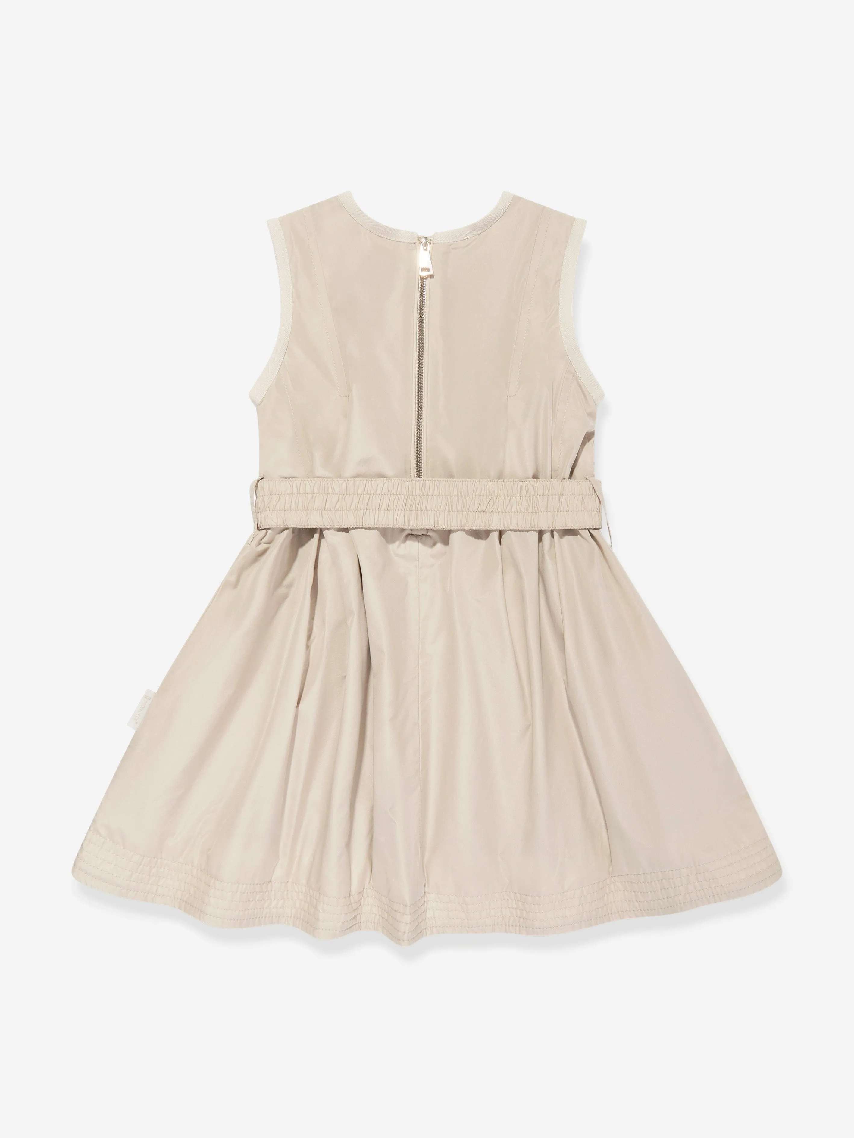 Moncler Enfant Girls Sleeveless Pocket Dress in Beige