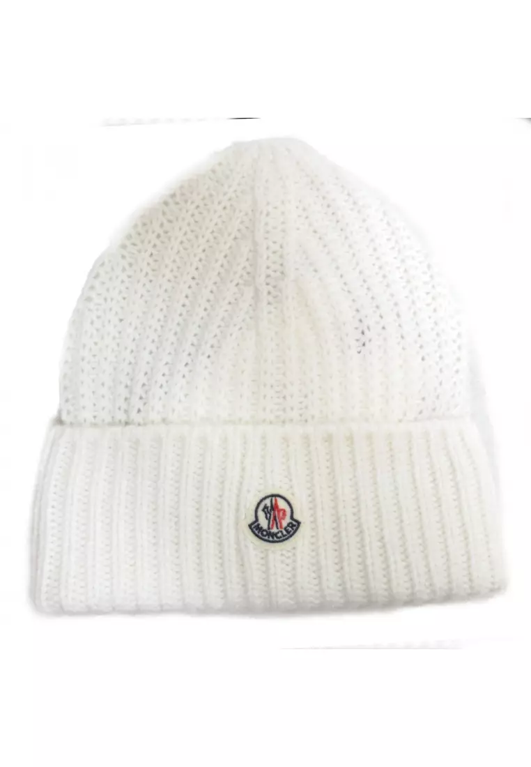 Moncler Pre-loved Moncler knit cap beanie wool white