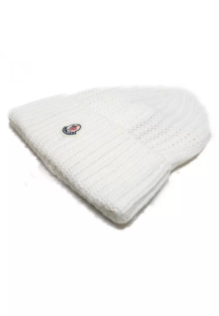 Moncler Pre-loved Moncler knit cap beanie wool white