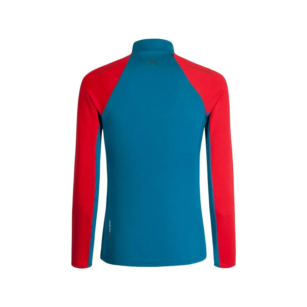 Montura - Run Soft Zip Maglia Fleece Pullover Men blu ottanio rosso