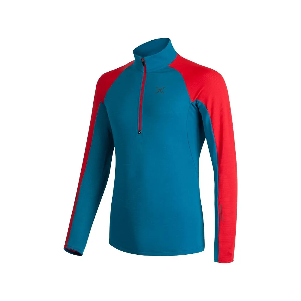 Montura - Run Soft Zip Maglia Fleece Pullover Men blu ottanio rosso