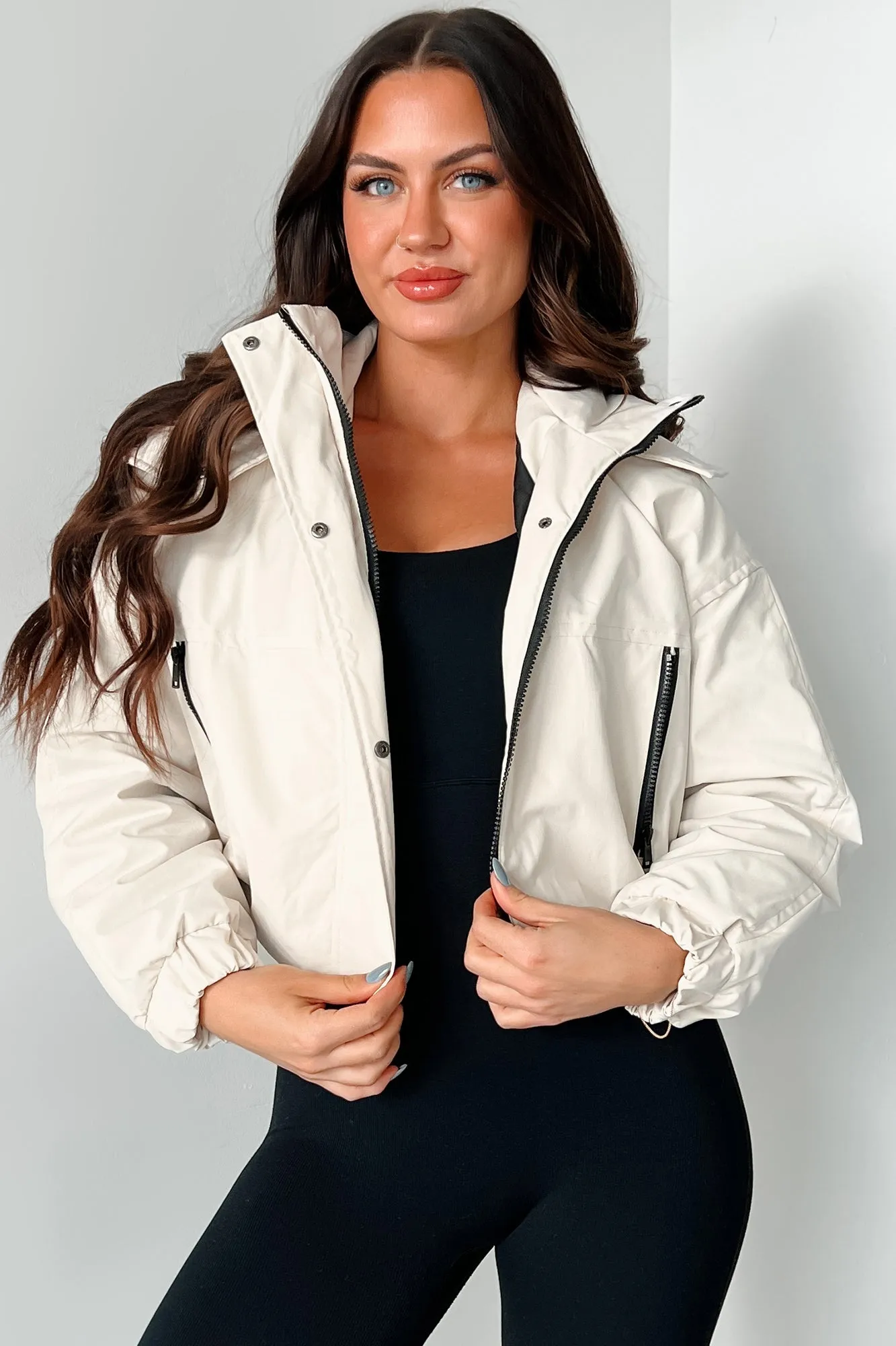 My New Normal Hooded Crop Jacket (Cream)