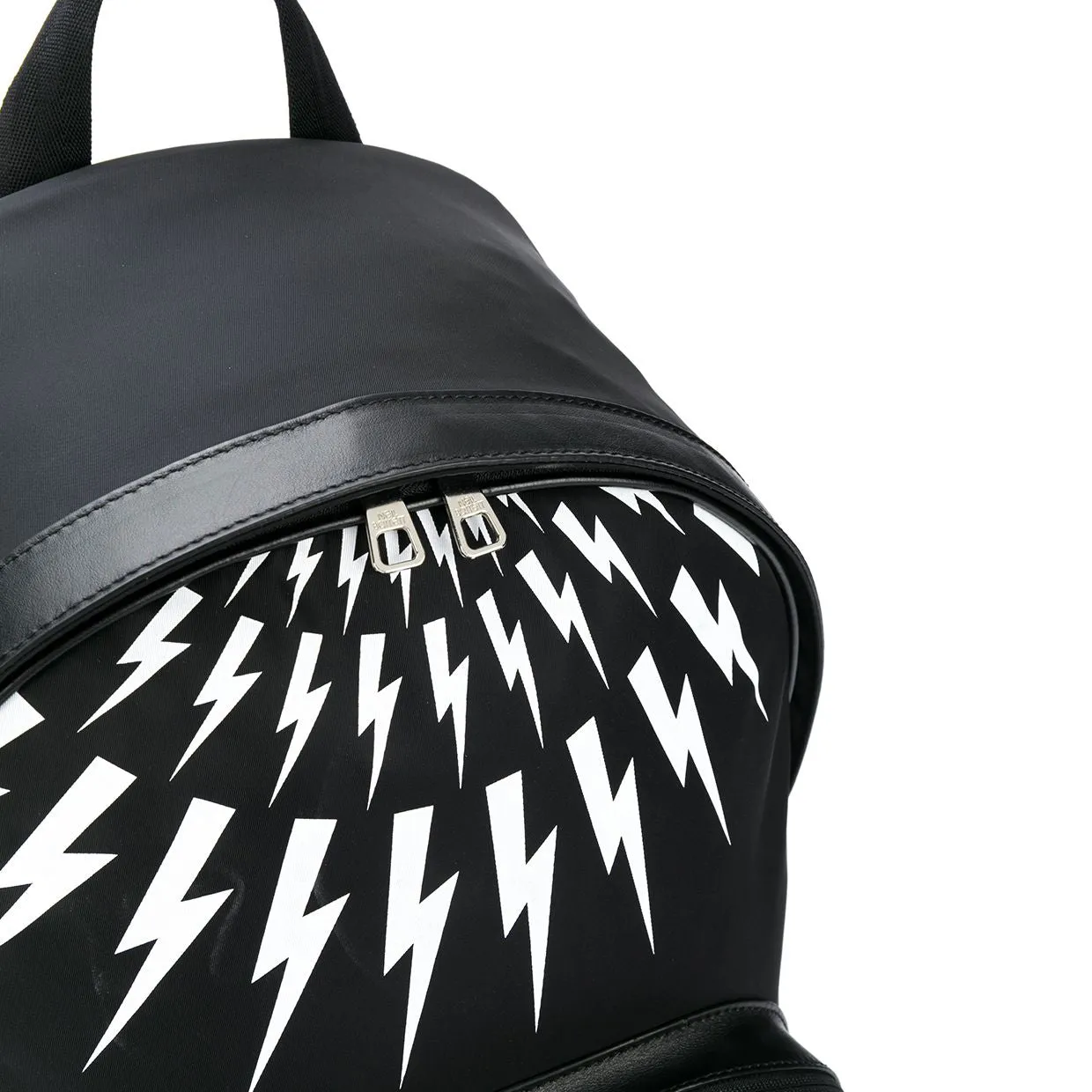 Neil Barrett Black Thunderbolt Print Backpack