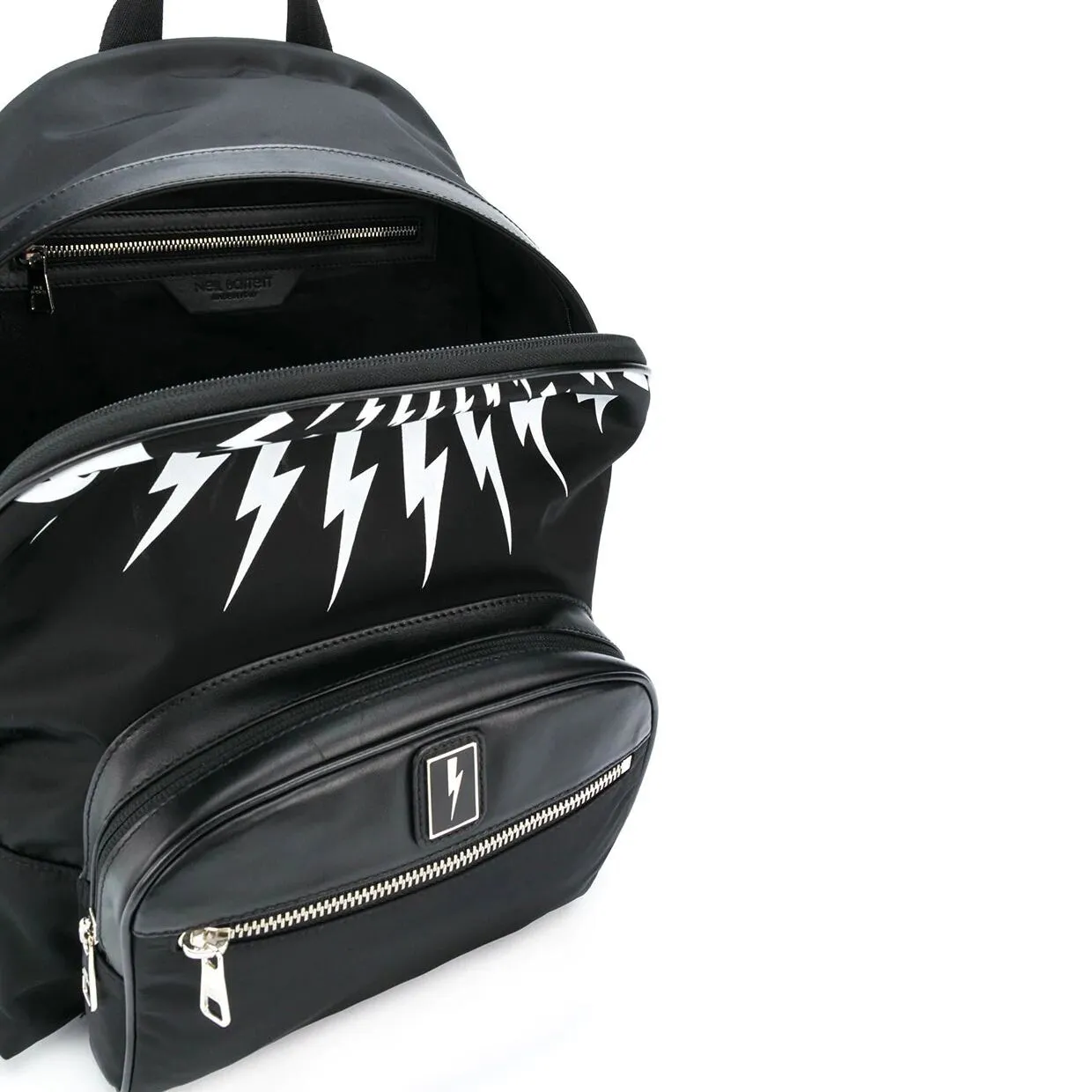 Neil Barrett Black Thunderbolt Print Backpack