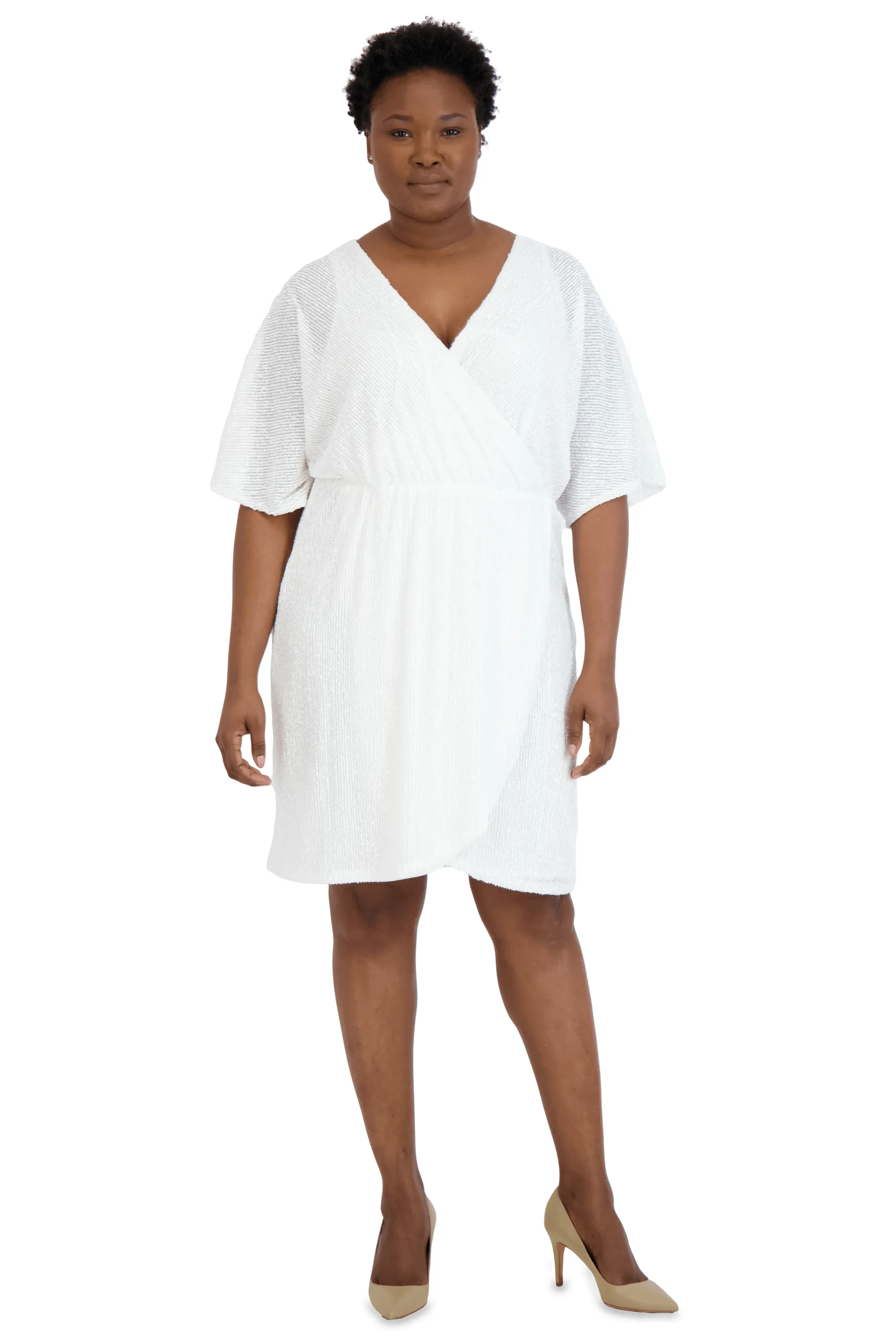 Nightway Short Plus Size Wrap Cocktail Dress 22105W