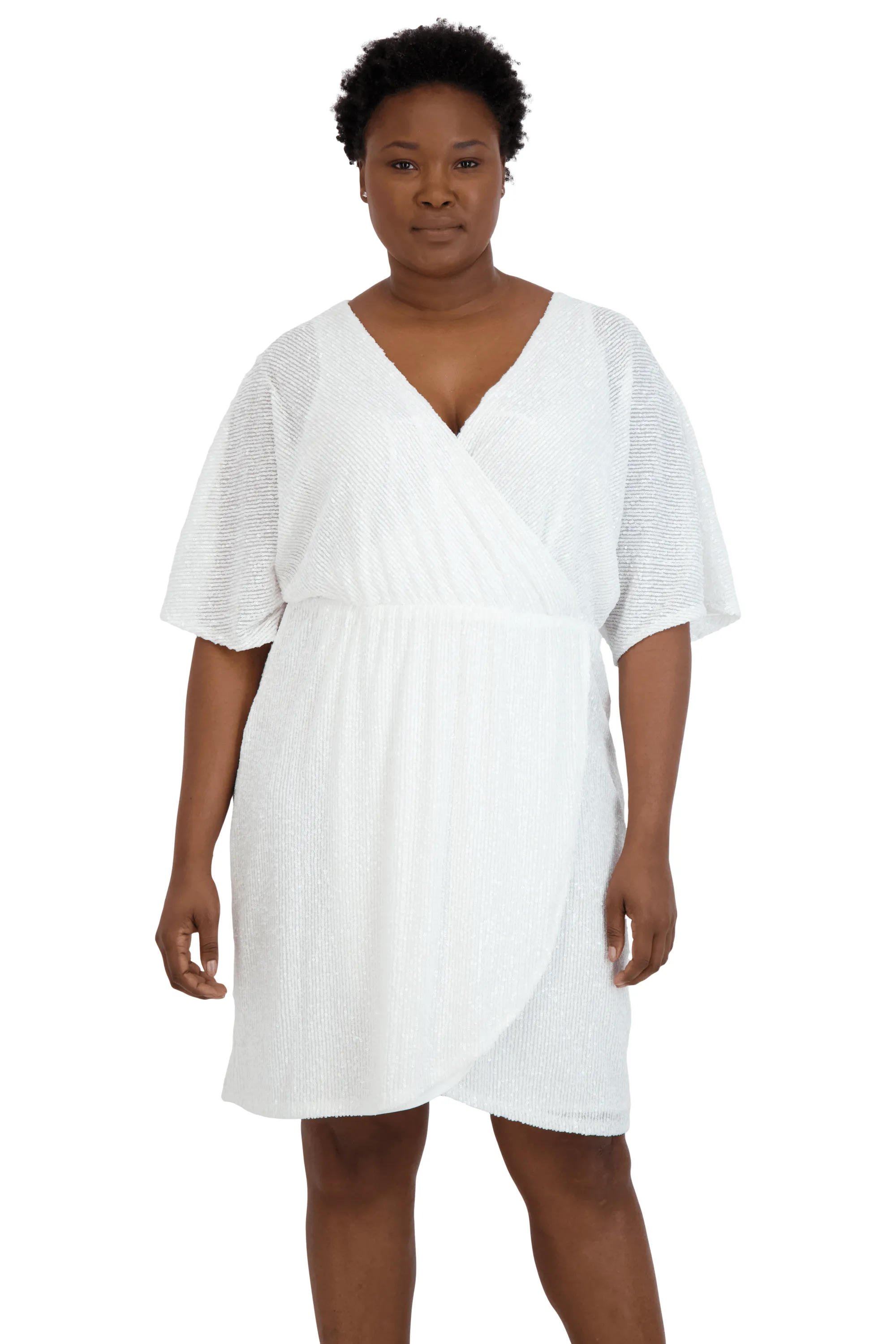 Nightway Short Plus Size Wrap Cocktail Dress 22105W