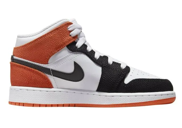 Nike Air Jordan 1 Mid GS White Black Orange Brand New. W...