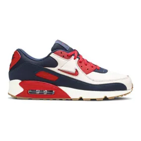 Nike air max 90 premium (sail/ university red/ university navy) men 8-13 cj0611-101