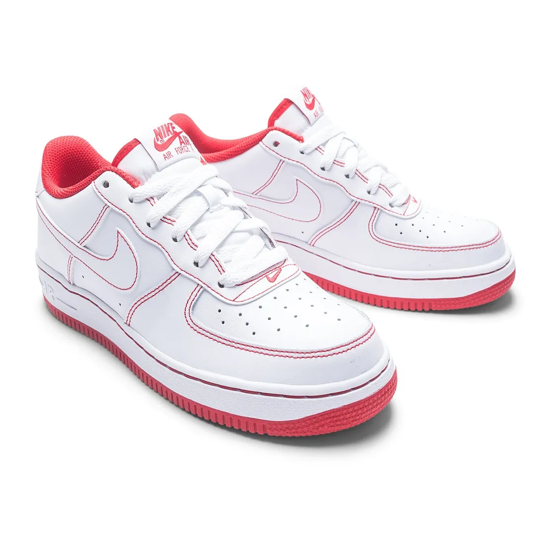 Nike Big Kids Air Force 1 (white / white-university red)