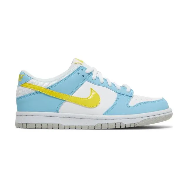 Nike dunk low next nature gs (homer/ blue chill/ white/ grey fog/ yellow strike) big kids 3.5y-7y dx