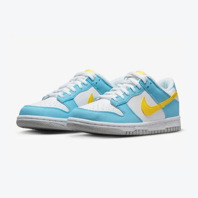 Nike dunk low next nature gs (homer/ blue chill/ white/ grey fog/ yellow strike) big kids 3.5y-7y dx