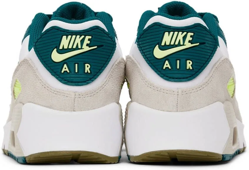 Nike Kids White & Green Air Max 90 Big Kids Sneakers