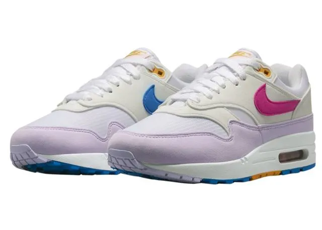 Nike women's air max 1 (mismatched swoosh/ white/ alchemy pink/ photo blue/ sundial/ lilac bloom) sizes 5-12 hf5071-100