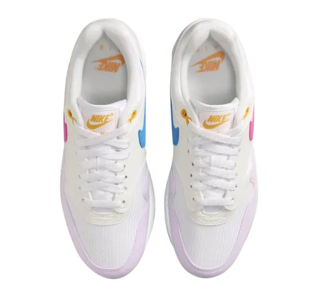 Nike women's air max 1 (mismatched swoosh/ white/ alchemy pink/ photo blue/ sundial/ lilac bloom) sizes 5-12 hf5071-100