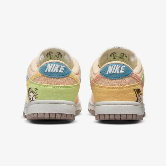 Nike women's dunk low retro se (sun club multi-color/ sail/ sanded gold/ light madder root/ white) s