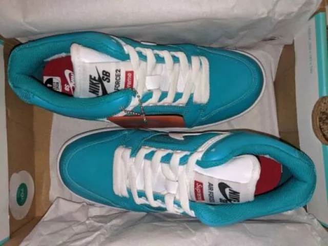 Nike x Supreme SB Air Force 2 Low Teal Emerald Blue AF2 ...