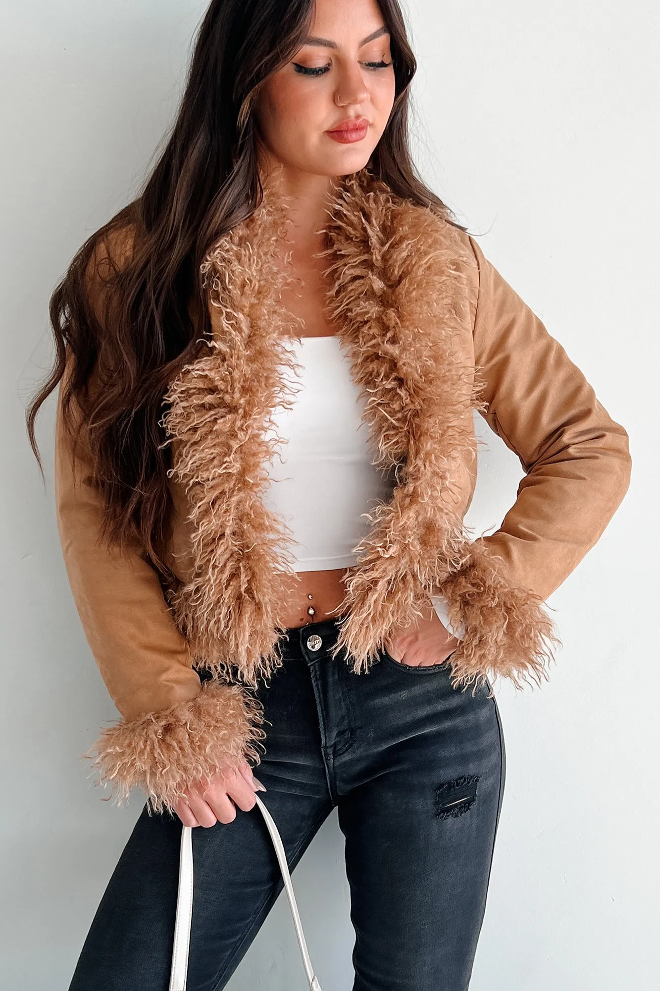 Nostalgia Trip Faux Fur Trimmed Jacket (Camel)