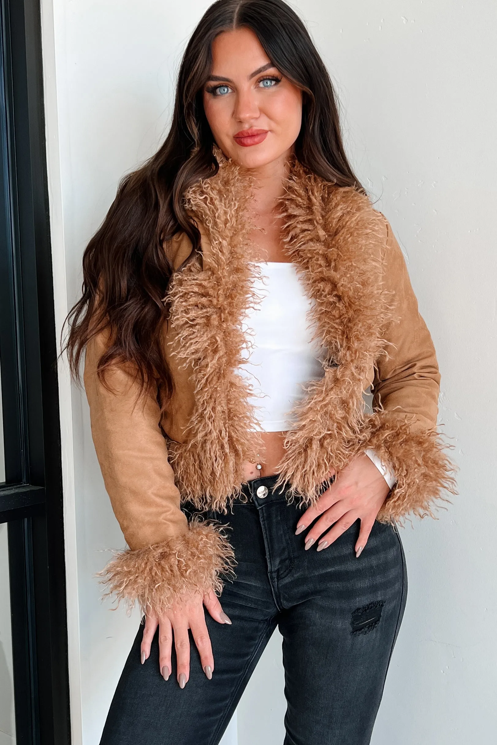 Nostalgia Trip Faux Fur Trimmed Jacket (Camel)