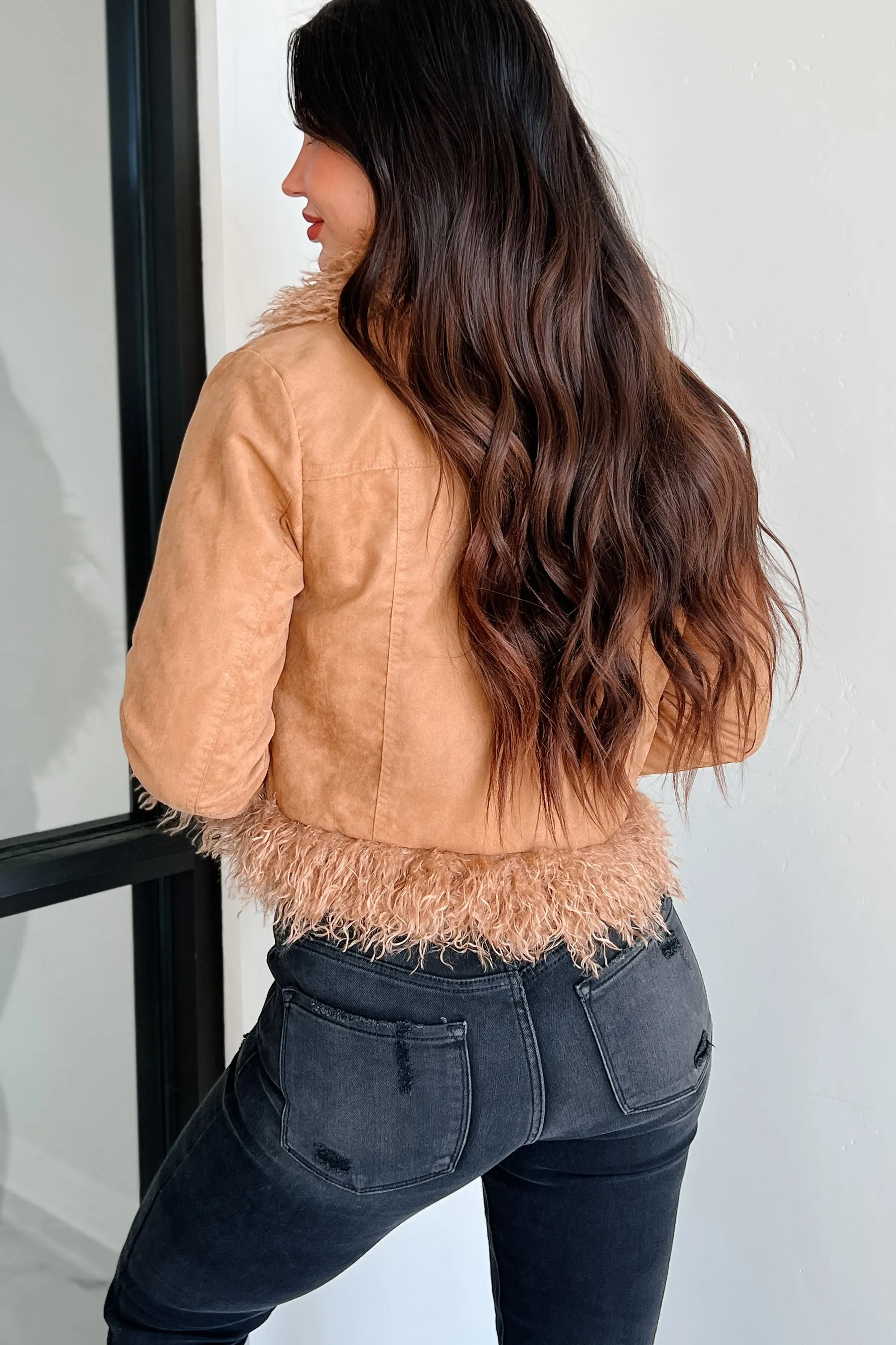 Nostalgia Trip Faux Fur Trimmed Jacket (Camel)