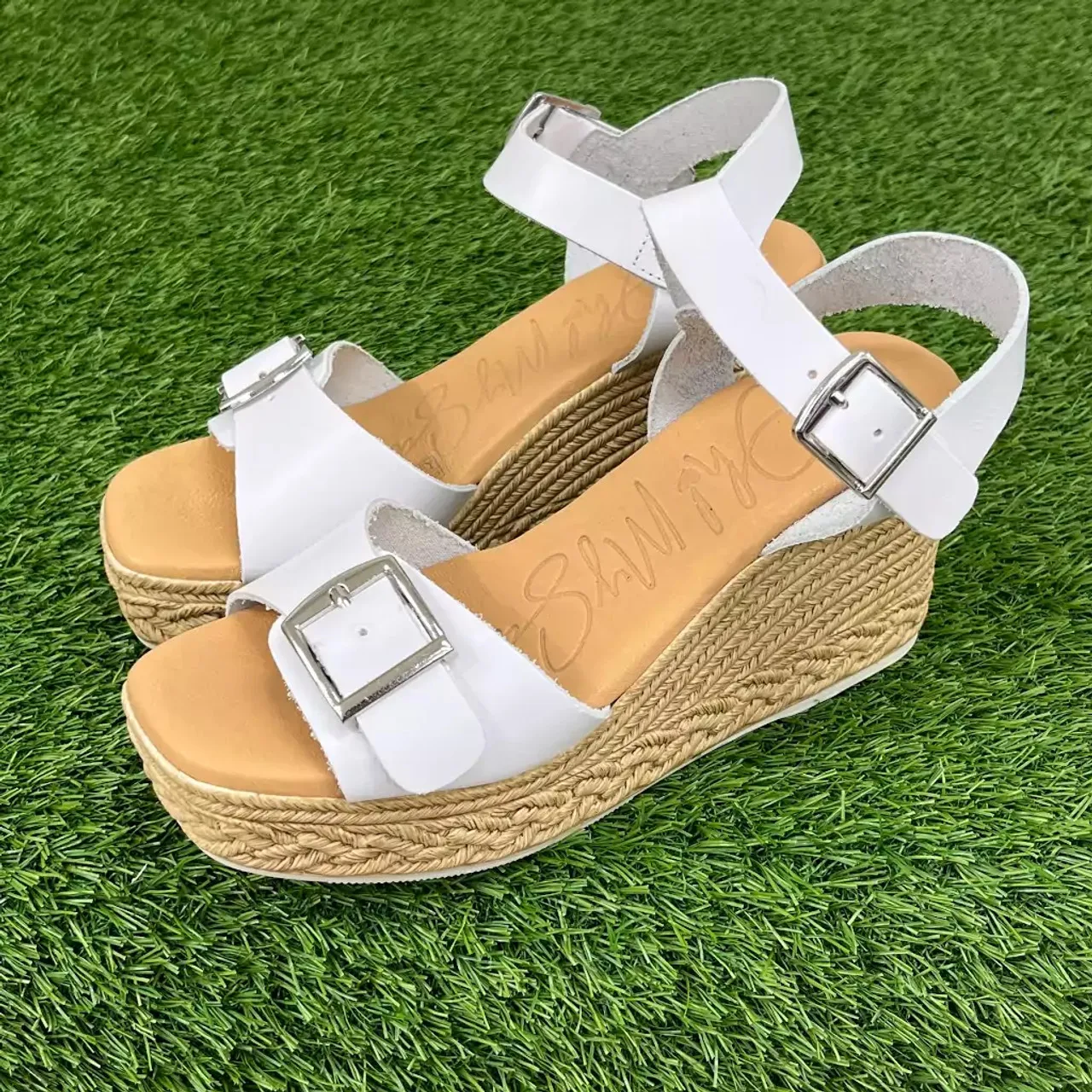 Oh My Sandals 5459 White Wedge Sandal