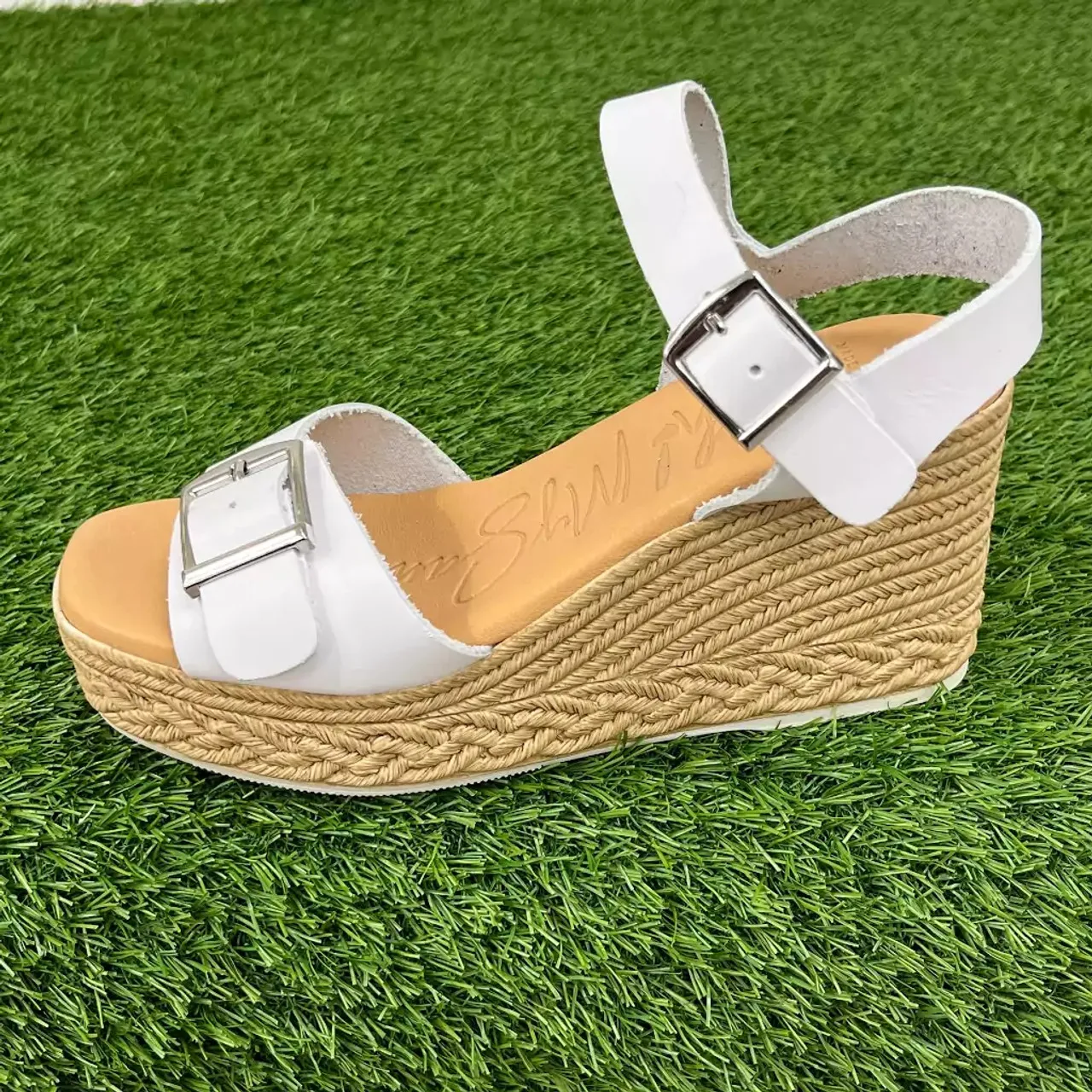 Oh My Sandals 5459 White Wedge Sandal