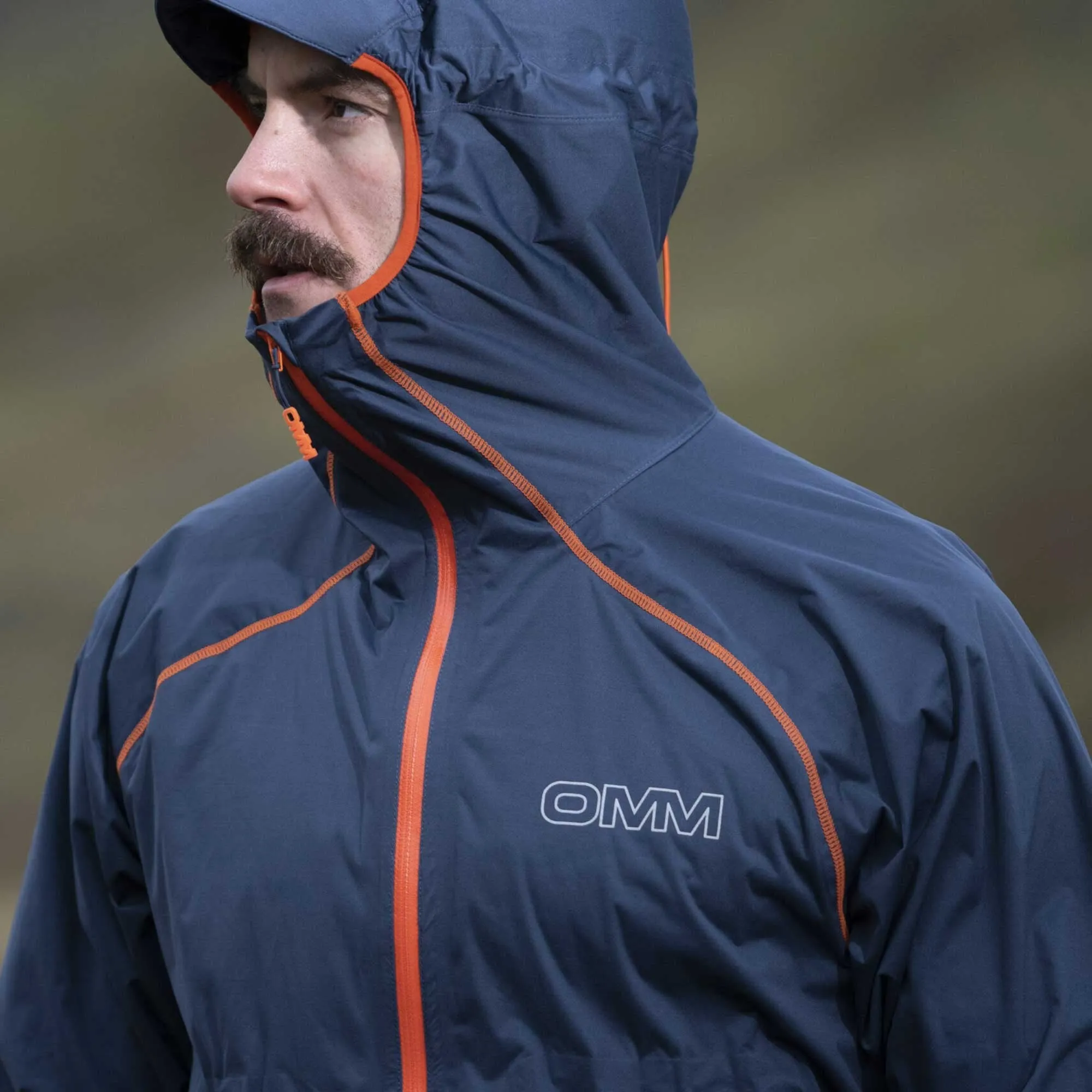 OMM  Kamleika Mens Waterproof Running Jacket with Stretch Navy