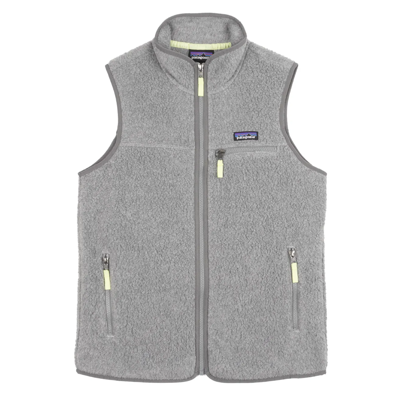 Patagonia Womens Retro Pile Fleece Vest Salt Grey / Jellyfish Yellow