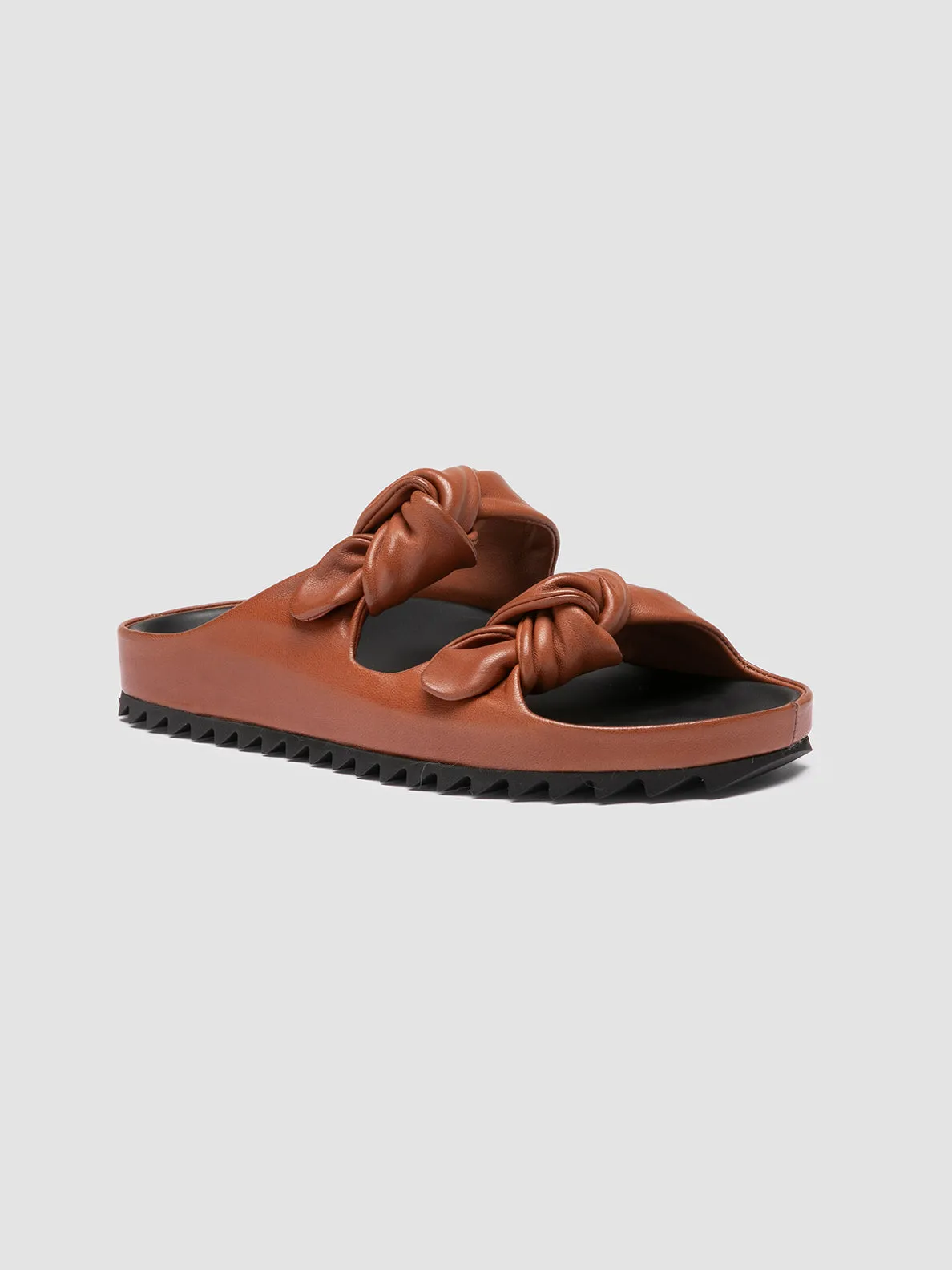 PELAGIE 021 - Brown Leather Slide Sandals