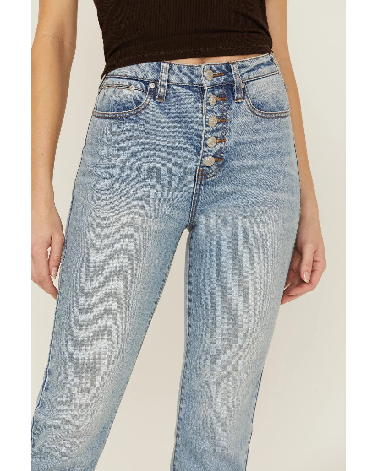 Product Name:  Cleo + Wolf Women's Exposed Button Fly Slim Straight Denim Jeans