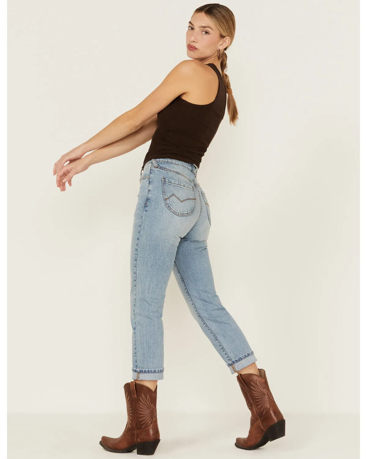 Product Name:  Cleo + Wolf Women's Exposed Button Fly Slim Straight Denim Jeans