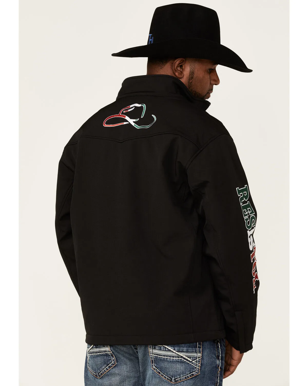 Product Name:  Resistol Men's Mexico Flag Logo Sleeve Zip-Front Softshell Jacket