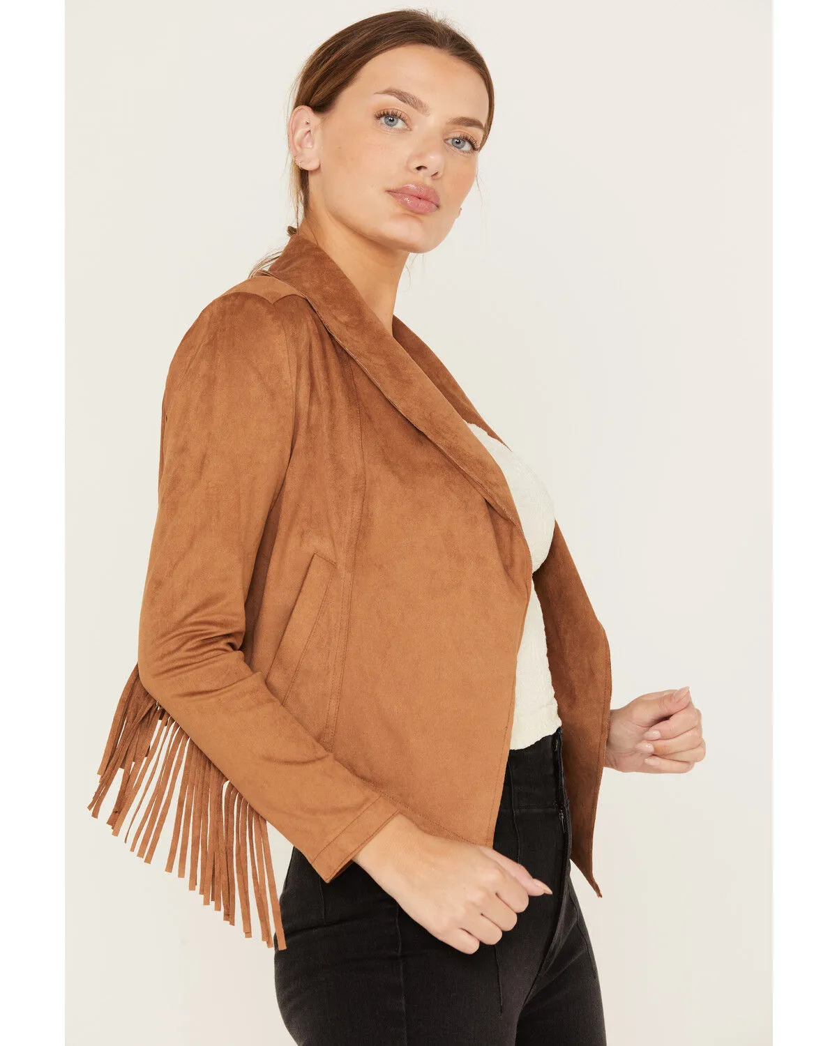 Product Name:  Shyanne Women's Crop Fringe Faux Suede Jacket