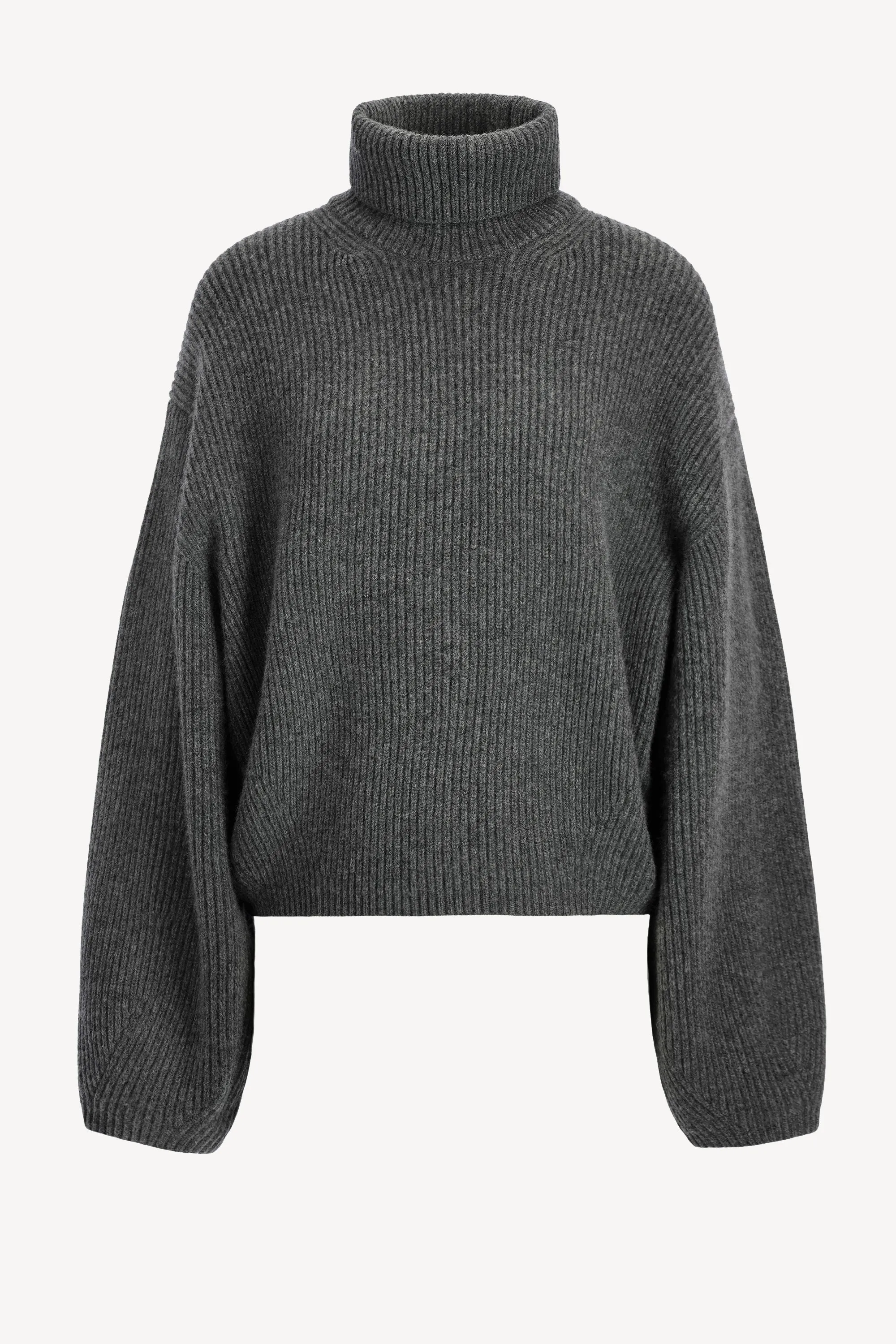 Pullover Ribbed Turtle in Grey Melange