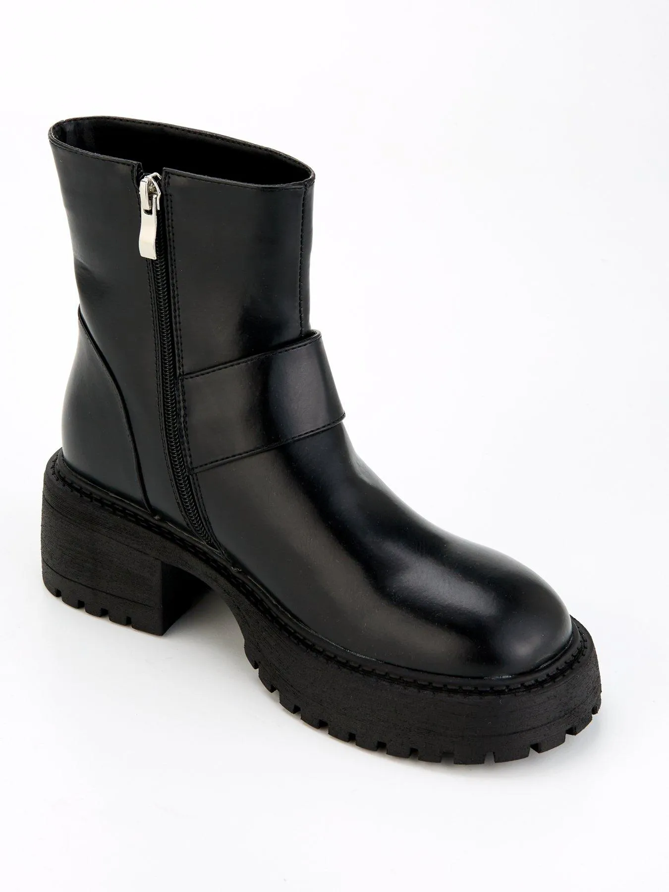 Raid Apple Buckle Ankle Boot - Black