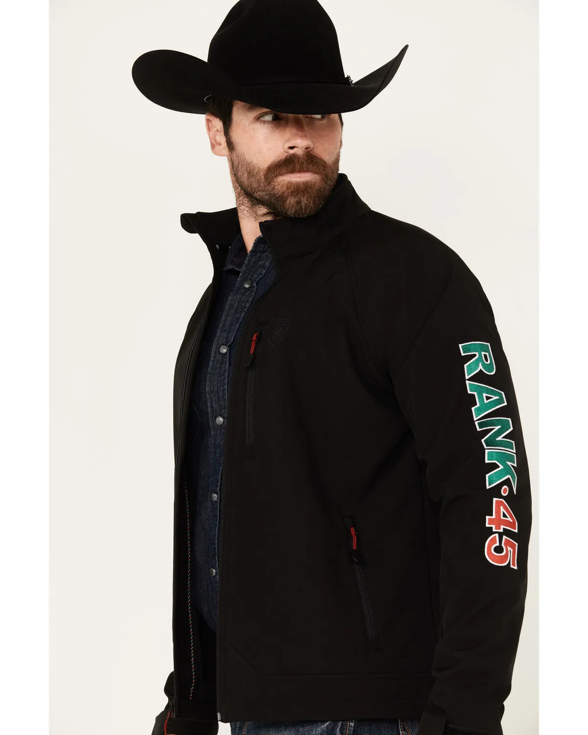 RANK 45® Men's Mexico Melange Embroidered Softshell Jacket