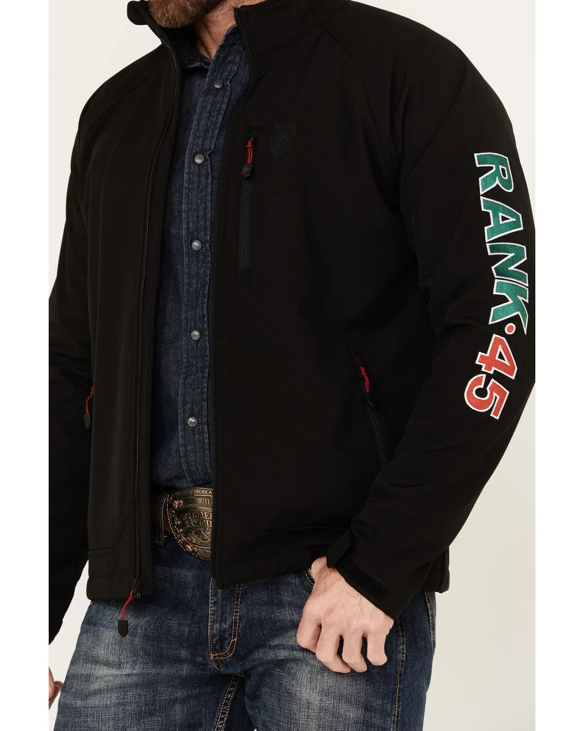 RANK 45® Men's Mexico Melange Embroidered Softshell Jacket