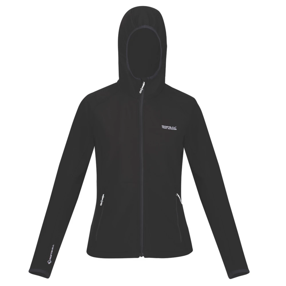 Regatta Arec Womens Softshell Hooded Jacket Black Size 12 - Screwfix