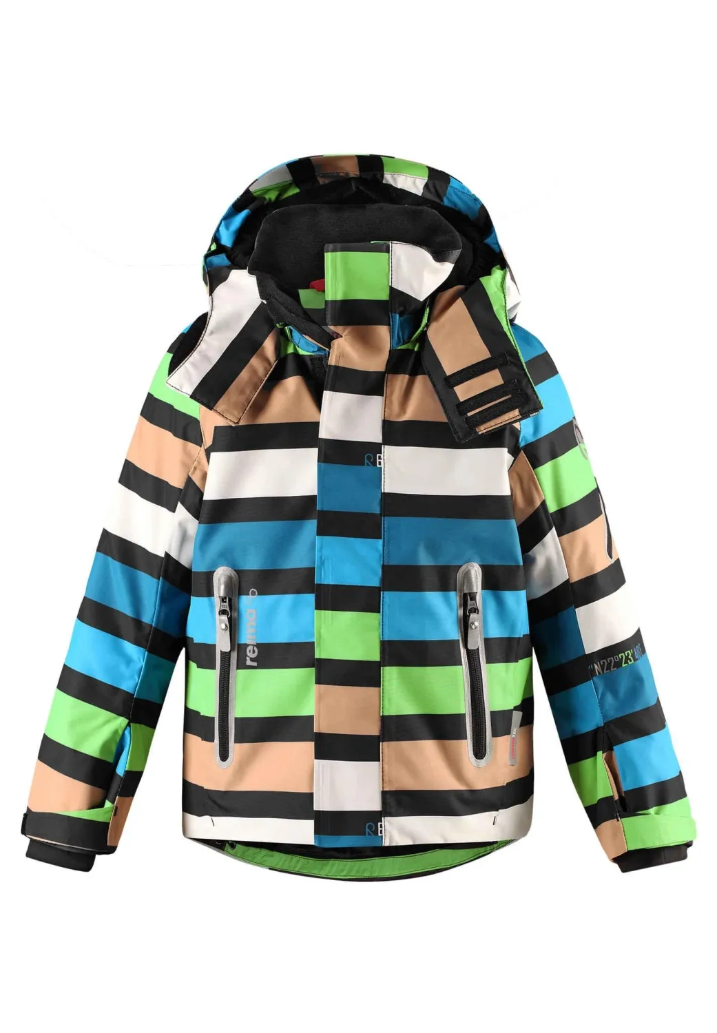 Reima Youth Reimatec Regor Black Blue Green Stripe Snow Jacket 2019