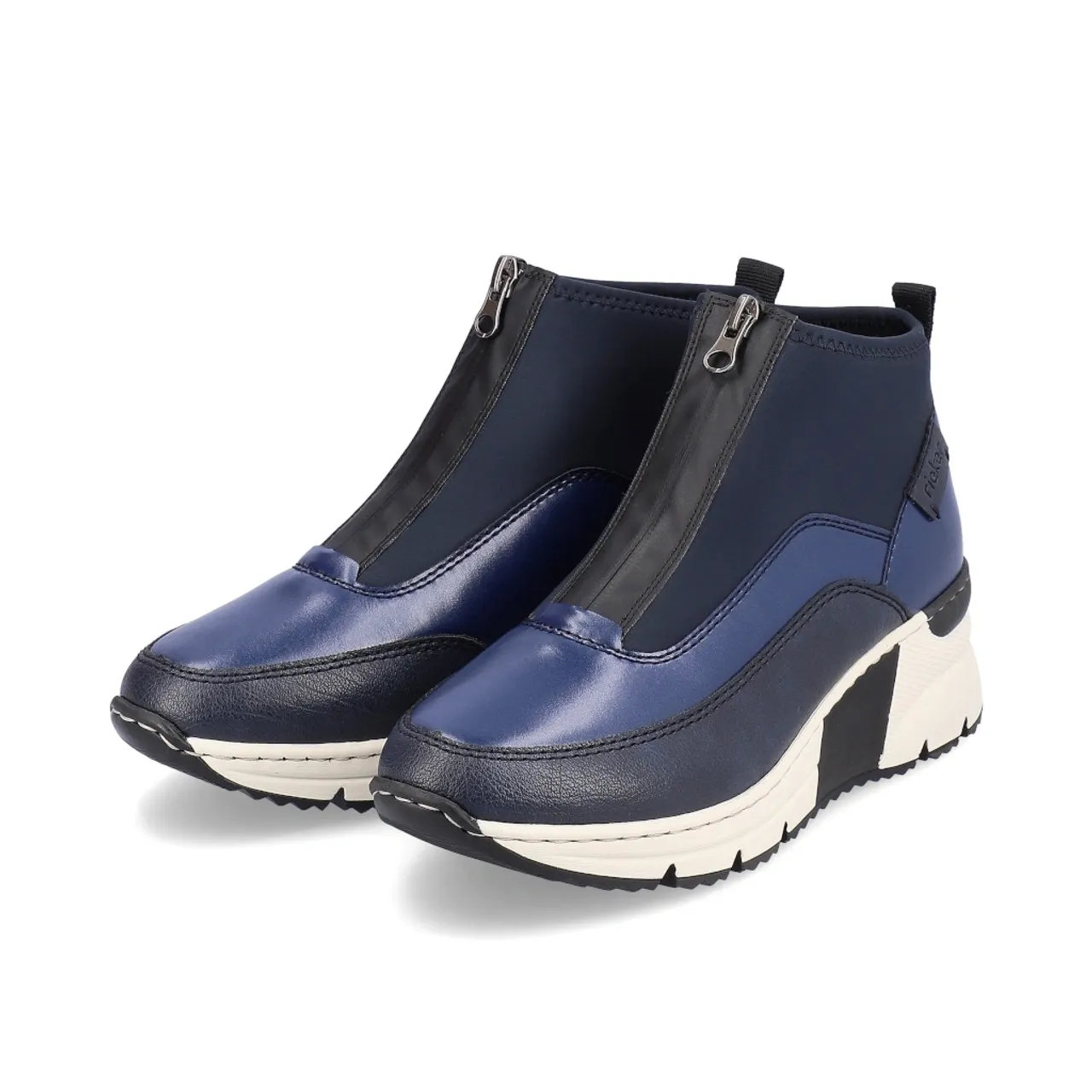 Rieker N6352-14 Navy & White Wedge Ankle Boot